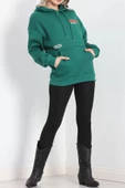 3 İplik Baskılı Uzun Kapşonlu Sweat Yeşil - 20721.1872. thumbnail 2