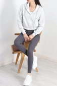 Kapşonlu Crop Sweat Gri - 20750.1873. - 2