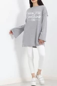 Baskılı Oversize Suprem Tunik Gri - 20217.1567. - 2