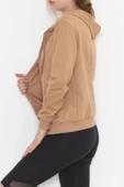 Kapşonlu Fermuarlı Sweat Sütlükahve - 3001.275. thumbnail 6