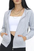 Kapşonlu Fermuarlı Sweat Gri - 3001.275. thumbnail 1