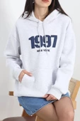 Kot Nakışlı Oversize 3 İplik Sweat Gri - 2442.336. - 3
