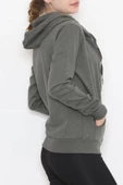 İç Tüylü Kapşonlu Fermuarlı Sweat Haki - 11866.108. thumbnail 6