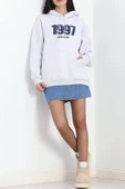 Kot Nakışlı Oversize 3 İplik Sweat Gri - 2442.336. - 6