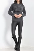 Kanguru Cep Kapşonlu Peluş Sweat Antrasit - 9062.1153. thumbnail 7