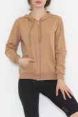 Kapşonlu Fermuarlı Sweat Sütlükahve - 3001.275. thumbnail 1