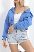 Fermuarlı Üç İplik Sweat Mavi - 21652.200. thumbnail 1