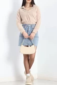 Fermuarlı Crop Peluş Sweat Bej - 9060.1153. thumbnail 7