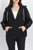 Biyeli 3 İplik Fermuarlı Sweat Siyah - 20282.053. thumbnail 1