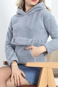 Kanguru Cep Kapşonlu Peluş Sweat Gökmavisi - 9062.1153. - 3