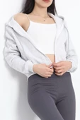 Kapşonlu Crop Sweat Gri - 20750.1873. - 5
