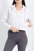 Kapşonlu Crop Sweat Gri - 20750.1873. - 1