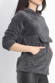Kanguru Cep Kapşonlu Peluş Sweat Antrasit - 9062.1153. thumbnail 3