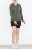 İç Tüylü Kapşonlu Fermuarlı Sweat Haki - 11866.108. thumbnail 5