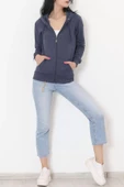 İç Tüylü Kapşonlu Fermuarlı Sweat Koyuindigo - 11866.108. - 4