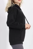 3 İplik Kanguru Cepli Kapşonlu Sweat Siyah - 20960.1878. thumbnail 5