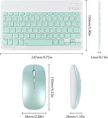 Huawei Mediapad T3 10 9.6" Uyumlu Kablosuz Bluetooth Şarj Edilebilir Klavye Mouse Seti - Yeşil - 7