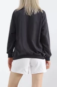 Baskılı İki İplik Oversize Sweat Füme - 21648.200. thumbnail 7