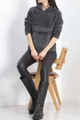 Kanguru Cep Kapşonlu Peluş Sweat Antrasit - 9062.1153. thumbnail 4
