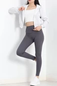 Kapşonlu Crop Sweat Gri - 20750.1873. - 6