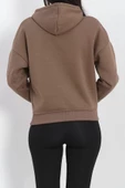 Kapşonlu 3 İplik Crop Sweat Açıkkahve - 20969.1878. - 8