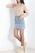 Fermuarlı Crop Peluş Sweat Bej - 9060.1153. thumbnail 4