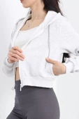 Kapşonlu Crop Sweat Gri - 20750.1873. - 3