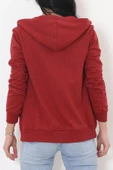 İç Tüylü Kapşonlu Fermuarlı Sweat Bordo - 11866.108. - 8