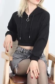 Modal Kapşonlu Crop Sweat Siyah - 12885.148. - 1