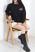 Baskılı Bisiklet Yaka Sweat Siyah - 20097.1878. thumbnail 7