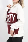 Yaka Fermuarlı 3 İplik Sweat Bordo - 20159.1059. - 3