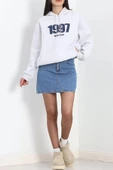 Kot Nakışlı Oversize 3 İplik Sweat Gri - 2442.336. - 4
