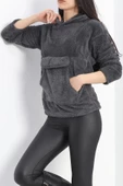 Kanguru Cep Kapşonlu Peluş Sweat Antrasit - 9062.1153. thumbnail 5