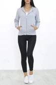 Kapşonlu Fermuarlı Sweat Gri - 3001.275. thumbnail 2