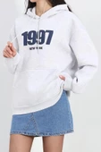 Kot Nakışlı Oversize 3 İplik Sweat Gri - 2442.336. - 5