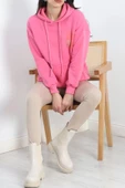 Baskılı Kapşonlu Kanguru Sweat Pembe - 20244.1878. - 4