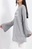 Baskılı Oversize Suprem Tunik Gri - 20217.1567. - 5