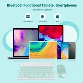Apple iPad Pro 10.5" Uyumlu Kablosuz Bluetooth Şarj Edilebilir Klavye Mouse Seti - Yeşil thumbnail 4
