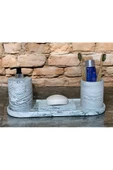 Trend Mermer Temalı Beton Banyo Aksesuar Seti (4 Parça) - 1