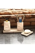 Estetik Mermer Desenli Beton Banyo Aksesuar Seti (4 Parça) - 1