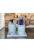 Doğal Görünümlü Mermer Esintili Beton Banyo Aksesuar Seti (3 Parça) - 5