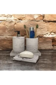 Şık Mermer Dokulu Beton Banyo Aksesuar Seti (4 Parça) - 4