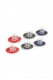Bernardo 3 Renkli 6 Kişilik 12 Parça New Bone China Kahve Fincan Takımı - 2