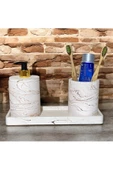 Lüks Mermer Desenli Beton Banyo Aksesuar Seti (3 Parça) - 1
