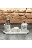 Çağdaş Mermer Dokulu Beton Banyo Aksesuar Seti (4 Parça) - 1