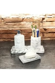 Estetik Mermer Desenli Beton Banyo Aksesuar Seti (4 Parça) - 4