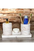 Mermer Detaylı Şık Beton Banyo Aksesuar Seti (4 Parça) - 4