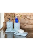 Modern Tasarımlı Mermer Temalı Beton Banyo Aksesuar Seti (4 Parça) - 1