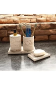 Şık Mermer Dokulu Beton Banyo Aksesuar Seti (4 Parça) - 2