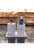 Doğal Görünümlü Mermer Esintili Beton Banyo Aksesuar Seti (3 Parça) - 3